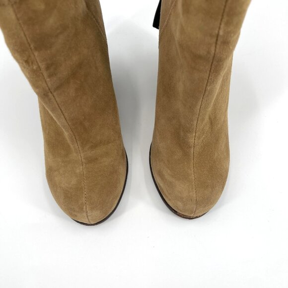 Jeffrey Campbell Rumble Tan Suede Chunky Heel Bootie Ankle Boot - Picture 6 of 14